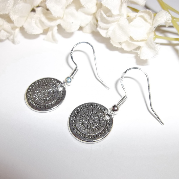 Modern Mandala Earrings Boho Bohemian Dangle 1563 - Picture 4 of 6